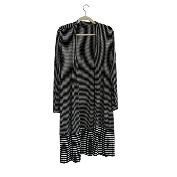 J. Jill Wherever Collection Long Tunic Length Open Cardigan Striped Lagenlook - Picture 1 of 5